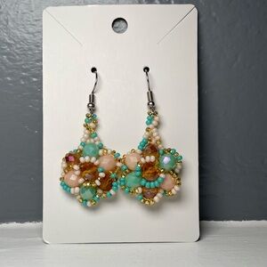 Huichol Beaded Flower Earrings